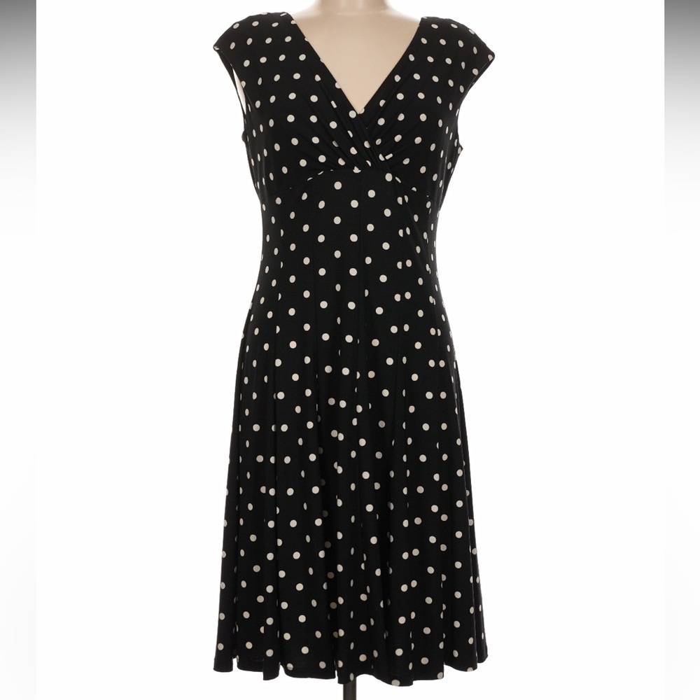 Chic Black and White Polka Dot Midi Dress